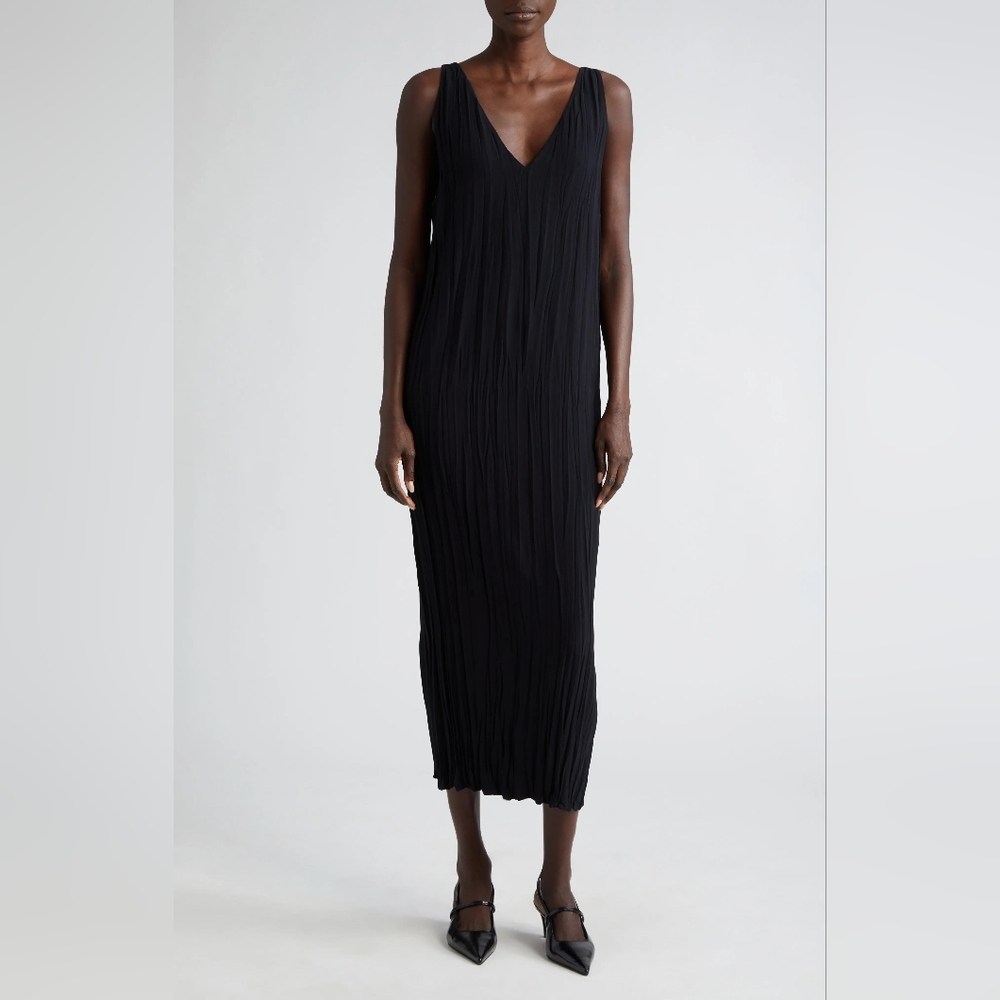 BITE STUDIOS Maisie V-neck Sleeveless Plisse Midi Dress UK 8 US 4 S Org $760